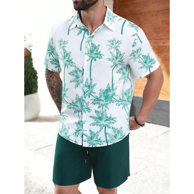 Men's Hawaiian Short-sleeved Shirt And Beach Shorts Set Beach Resort Men's Casual Shirt Summer Everyday Men's Sports Shorts
