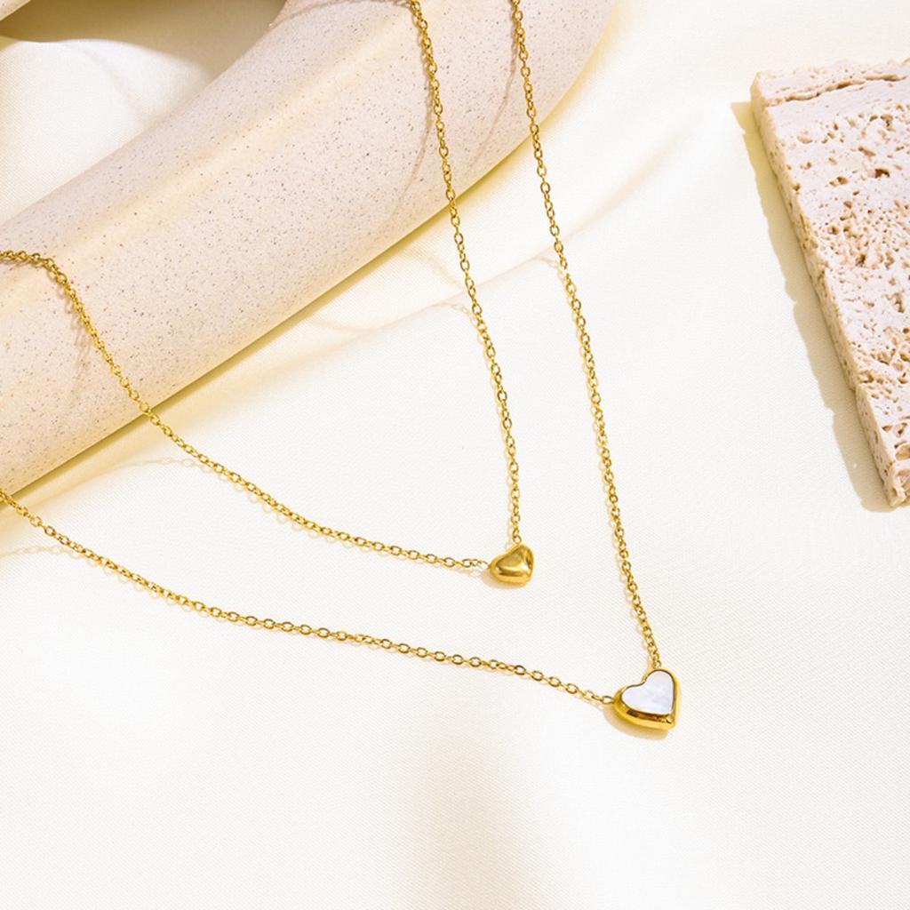 Heart Layered Necklace Stainless Steel Gold Color Pendant Necklaces Women Minimalism Style Jewelry Accessories Collar Chain
