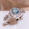 Neue Mode Blaue Zirkonia Verlobungsringe Für Frauen Luxuriöser Silberfarbener Band Temperament Süße Damen Party Schmuck
