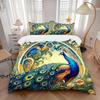 3pcs Peacock Garden Bedding Cover Set, Fashion Classic Popular Print Bedding Set, Soft Comfortable, All Season Use, For Bedroom, Guest Room
