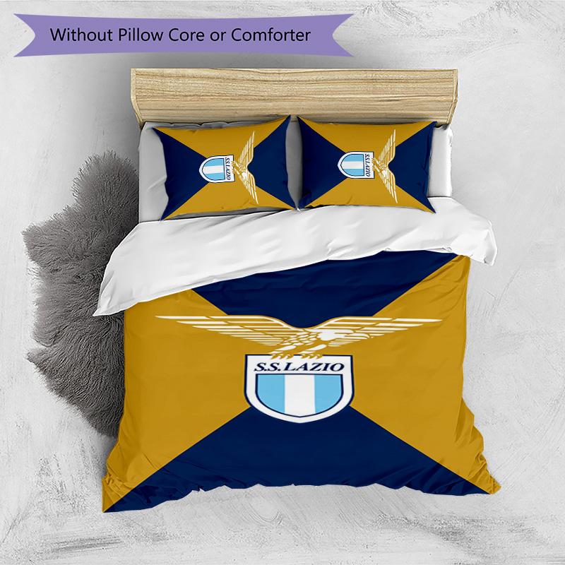 Set Biancheria da Letto 3 Pezzi Stampato Lazio FC Traspirante Copripiumino con Federe Biancheria da Letto Decorativa per Camera da Letto Casa