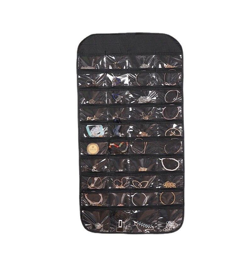 1pc 80 Pockets Hanging Women Jewelry Organizer Earrings Necklace Bracelet Ring Accessories Display Holder Dustproof Storage