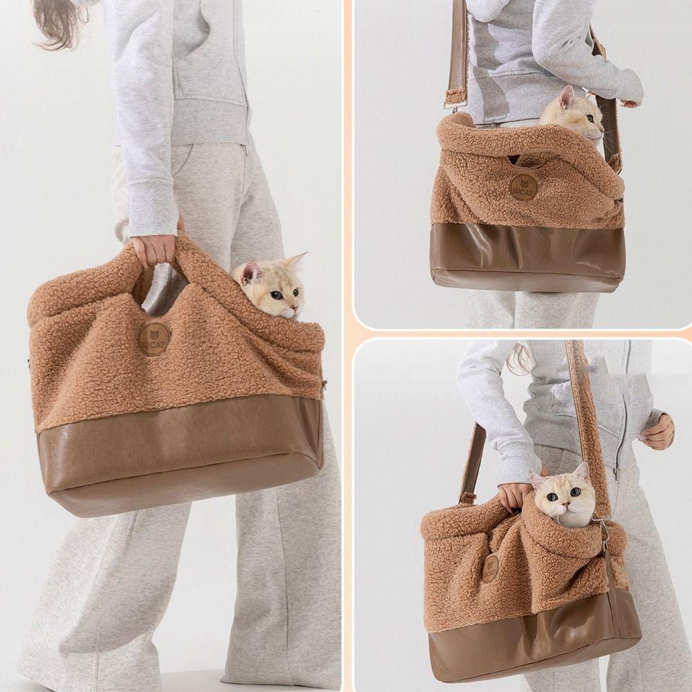 Soft Pet Carrier Bag Warm Pet Tote Bag Practical Cat Handbag  Autumn Winter