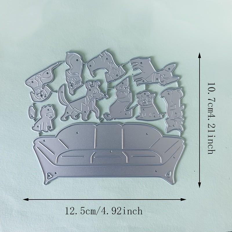 2 Stück/Los Hunde Stanzformen für Kartenherstellung, Welpen Metallschneidformen, Metallstanzform, Scrapbooking Stanzformen, DIY geätzte Prägeschablone für Bastelarbeiten
