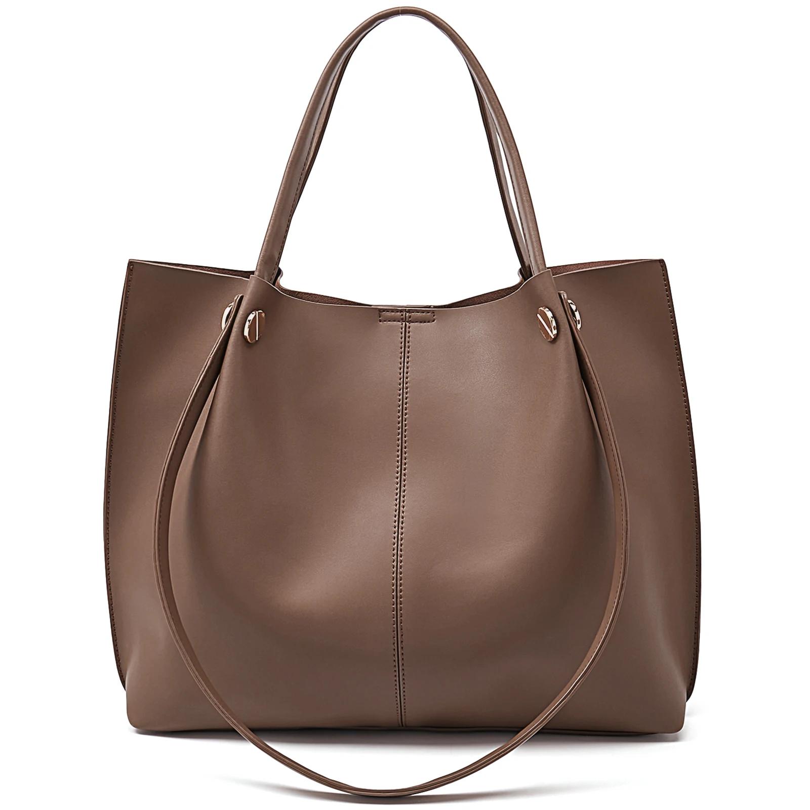 

FOXER Fashion Retro Women Split Leather Shoulder Bag Simple Tote Lady Office Luxury Handbag Large Capacity Christmas Gift