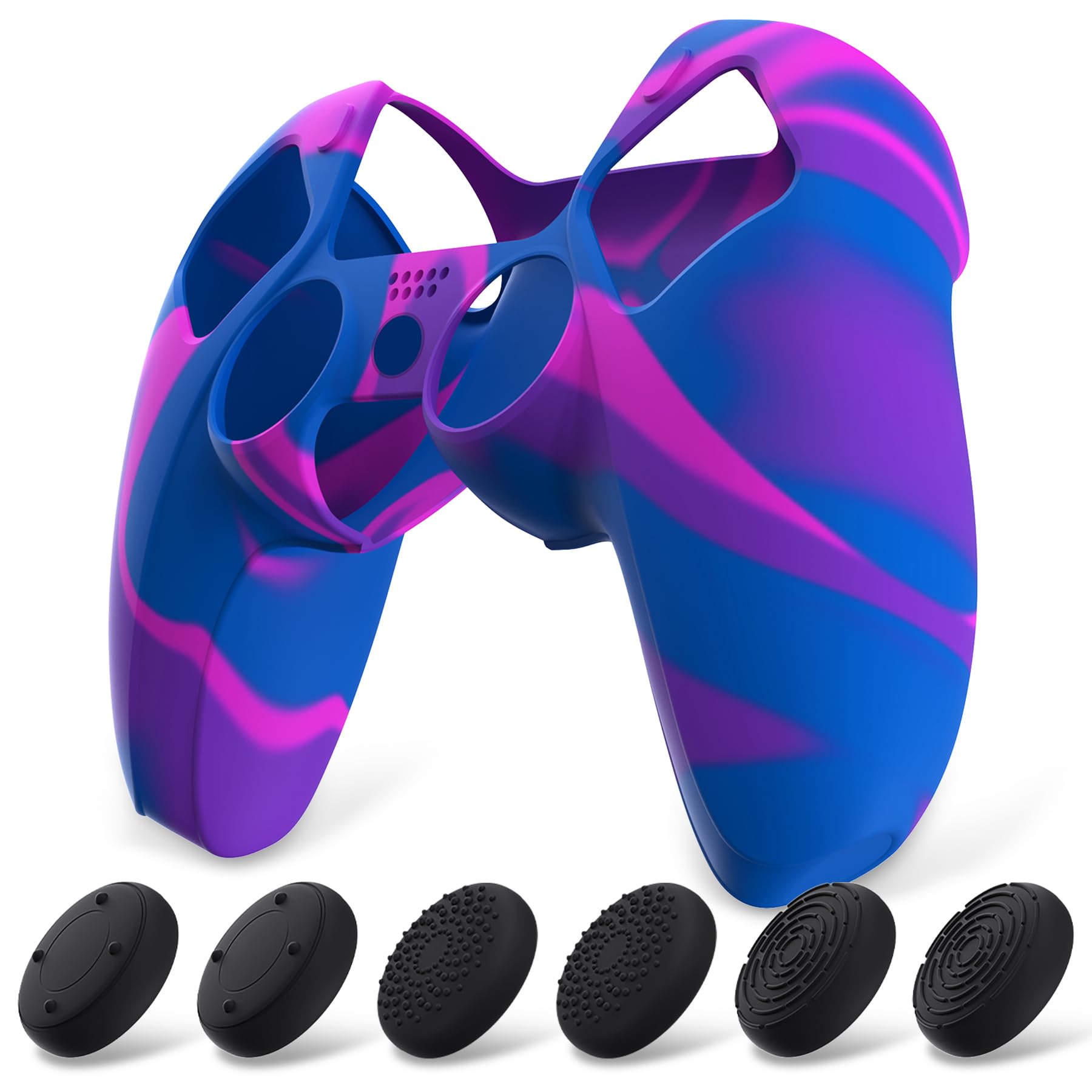 

Захисний силіконовий чохол PlayVital серії Pure з візерунком, сумісний з PS5, чохол-накладка з м якої гуми, сумісний з PS5, в комплекті 6 накладок на стіки