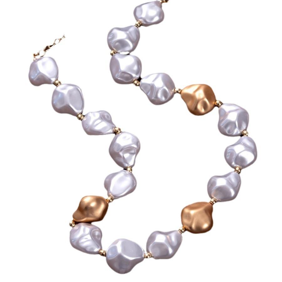 Style Irregular Baroque Pearl Necklace Trendy Personality Exaggerated Light Luxury High End Choker Clavicle Chain For Women