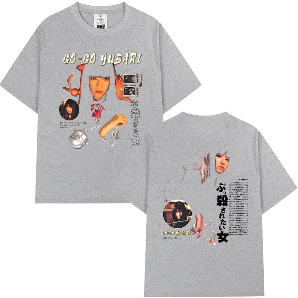 Стирка Винтаж Футболка Убить Билла ГоГо Юбари Кино Футболка Лето Мужчины Женщины Мода Оверсайз Уличная Одежда Унисекс Повседневные Футболки S