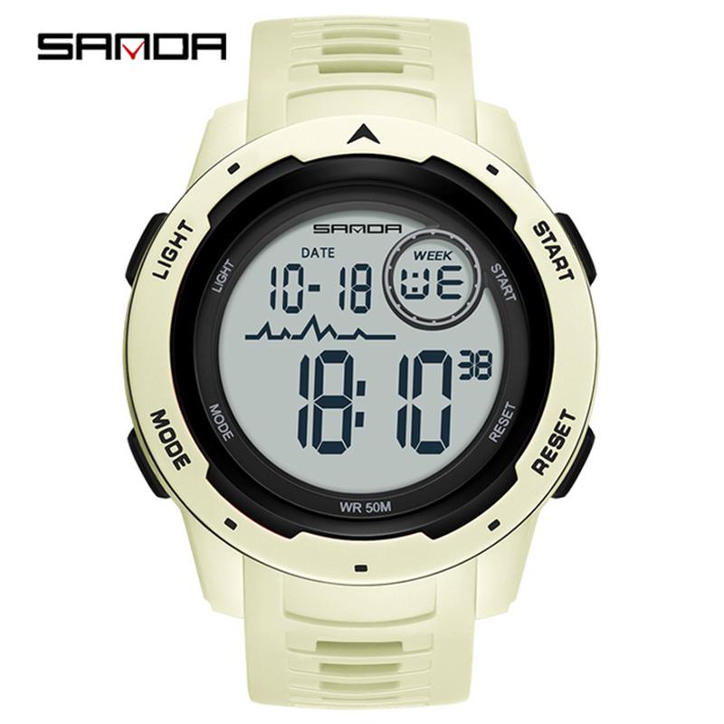 SANDA 2125 Top Brand Sports Men Watches Fashion Countdown Waterproof LED Digital Watch Man Wristwatch