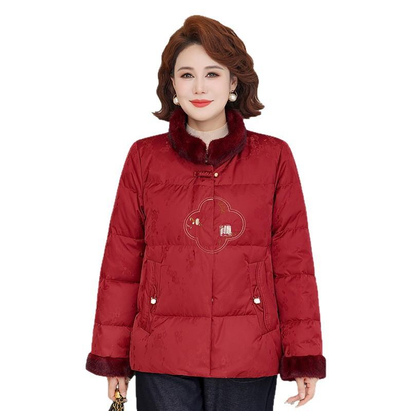 Women's white duck down thermal down jacket short jacket elegant to cover the stomach