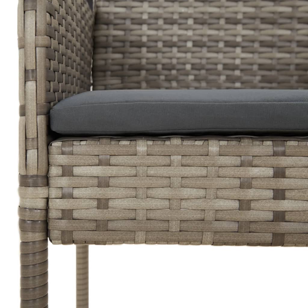 Vidaxl 5-Cz. Garden Furniture Set, Cushions, Black-Grey PE Rattan