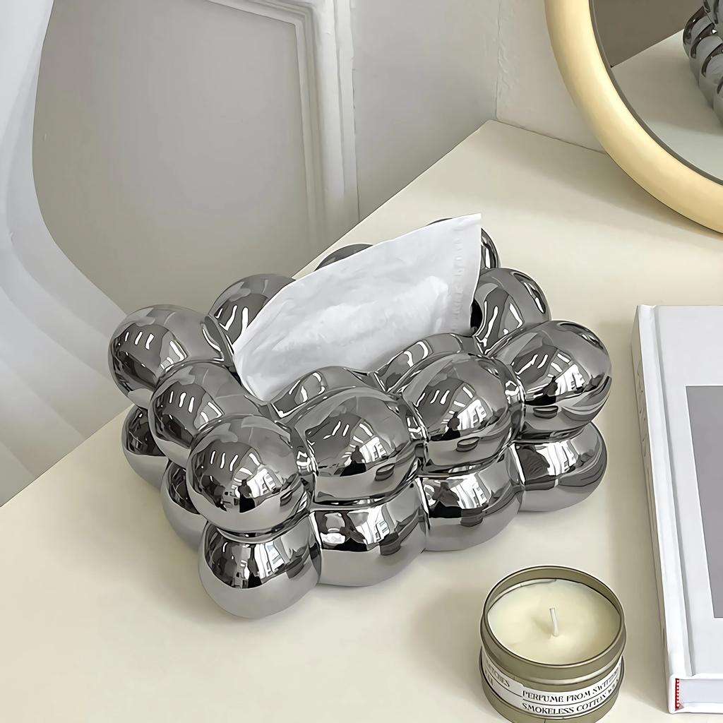 Nordic Tissue Boxes,Ceramic Plating Tissue Box,Luxury Facail Tissue Cover,Napkin Holder Case,for Living Room Bedroom Home Decor