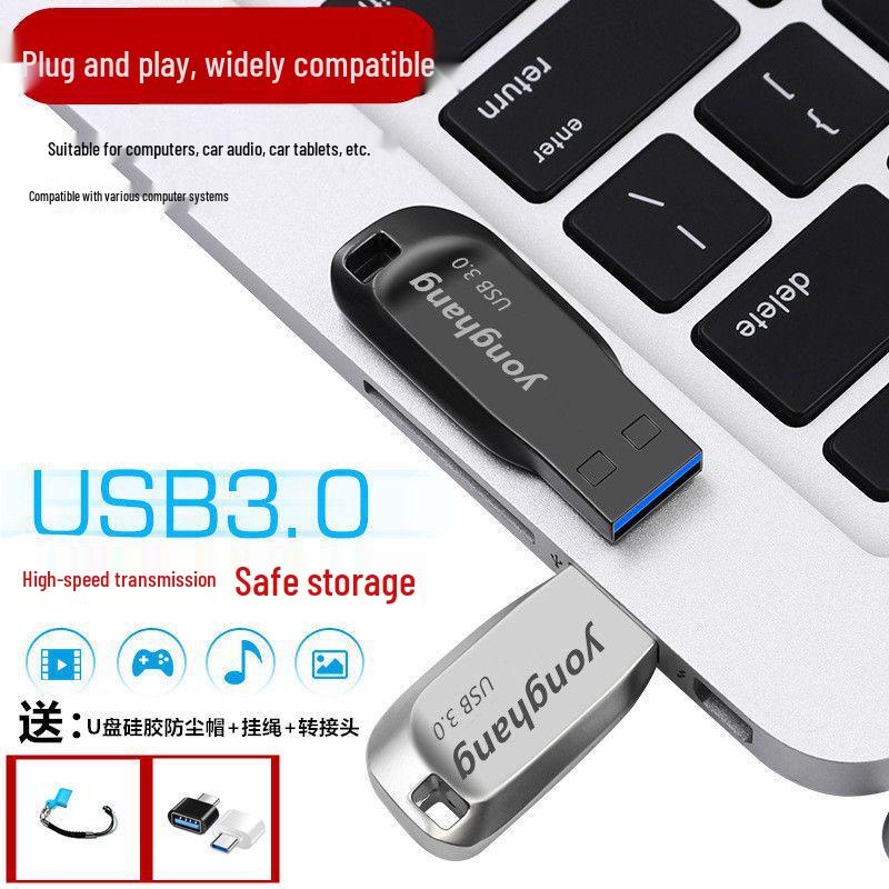 High-Speed USB 3.0 Dual-Use Flash Drive: 128GB, 64GB, 32GB, 16GB - Compatible with Mobile, PC, and Car Audio
