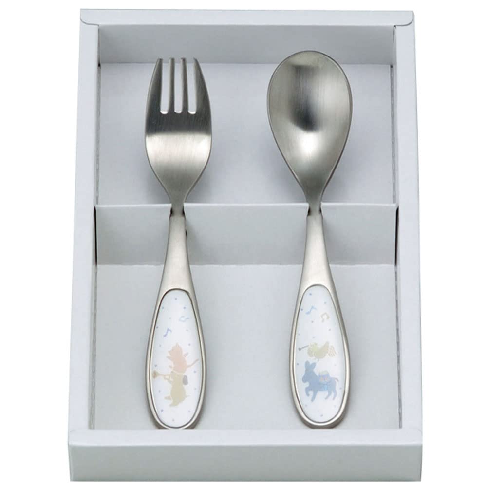 NARUMI Bremen Tableware Daily Set Snack Baby Shower First Weaning Made in Children's Set, 4-Piece (Glass, Plate, Spoon, Fork), Gift, Meal, Gift,