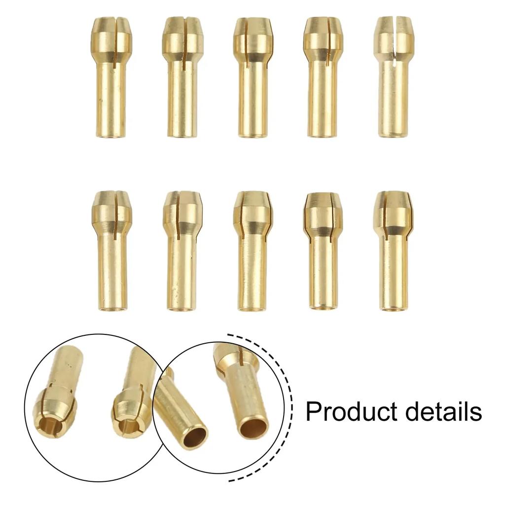Mini Drill Chucks Set 10 Brass Adapters For Rotary Tools Reliable Grip And Compatibility For Various Applications