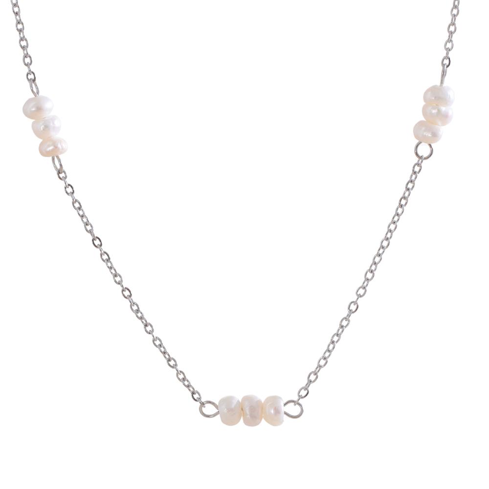 

Yhpup 40+6CM Natural Freshwater Pearls Chain Collar Necklace 18k Gold Color Plated Trendy Fashion Daily Jewelry Accessories