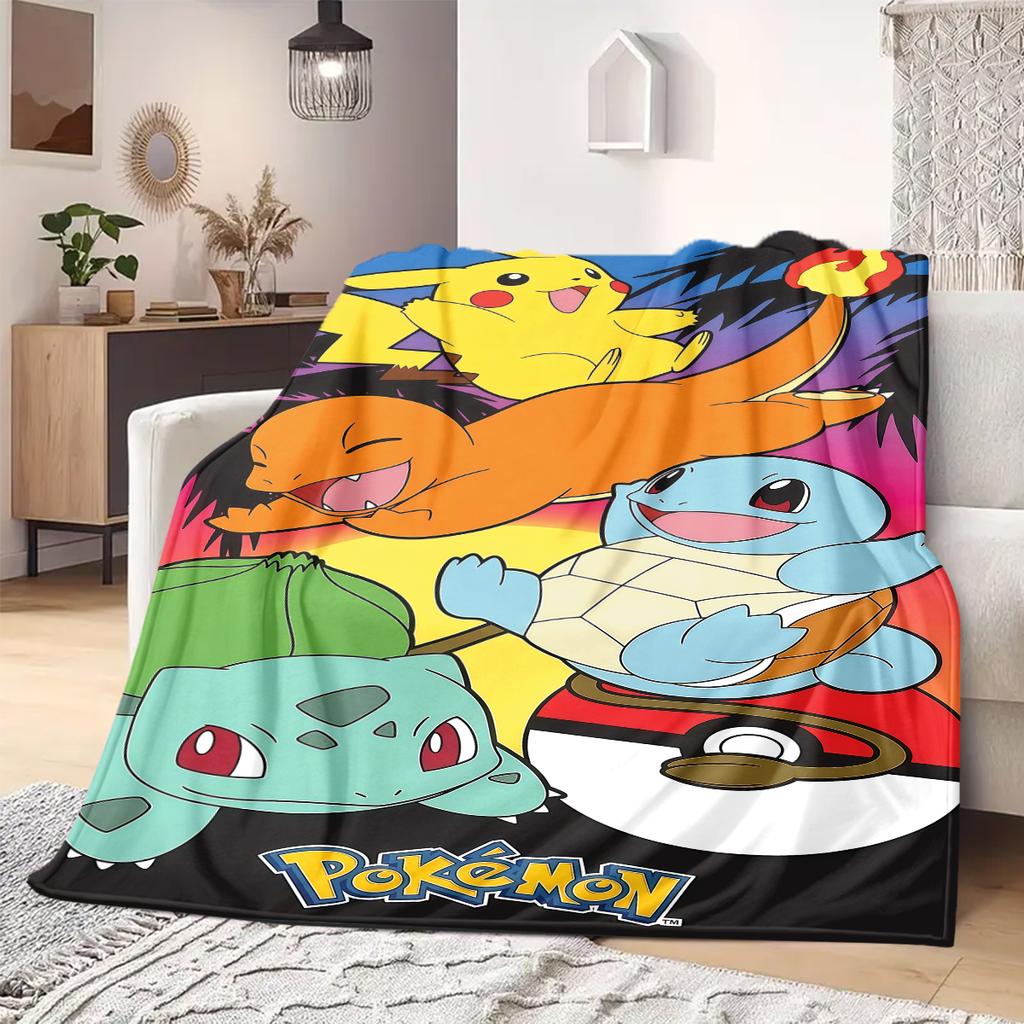 PokeMon Anime Print Blanket Warm Comfortable Flannel Blanket Suitable for Bedrooms, Sofas, Beds, Chairs, Picnics, Travel