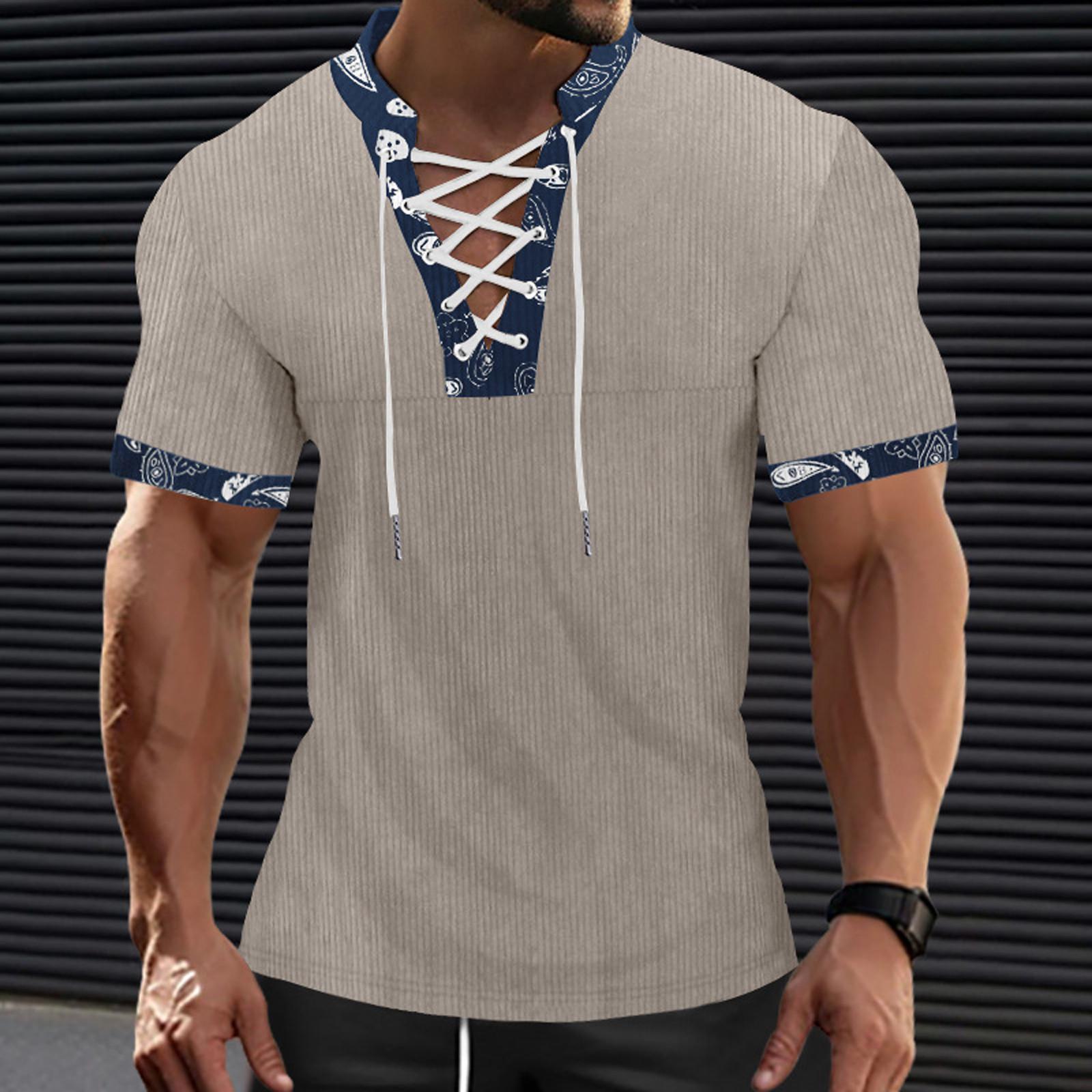 

Винтажная летняя мужская футболка, уличная одежда, 3 пуговицы, свободная одежда, футболка с коротким рукавом и принтом XL хаки