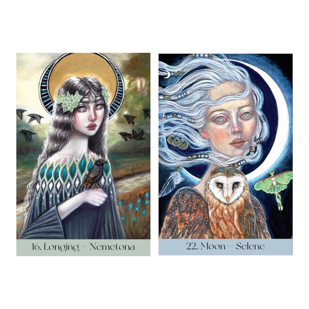 Kancharo 45-Card Oracle Card Set, Tarot Readings [Maidens of the Wheel], Includes Basic Instructions and Pouch (Japanese) (Authentic)