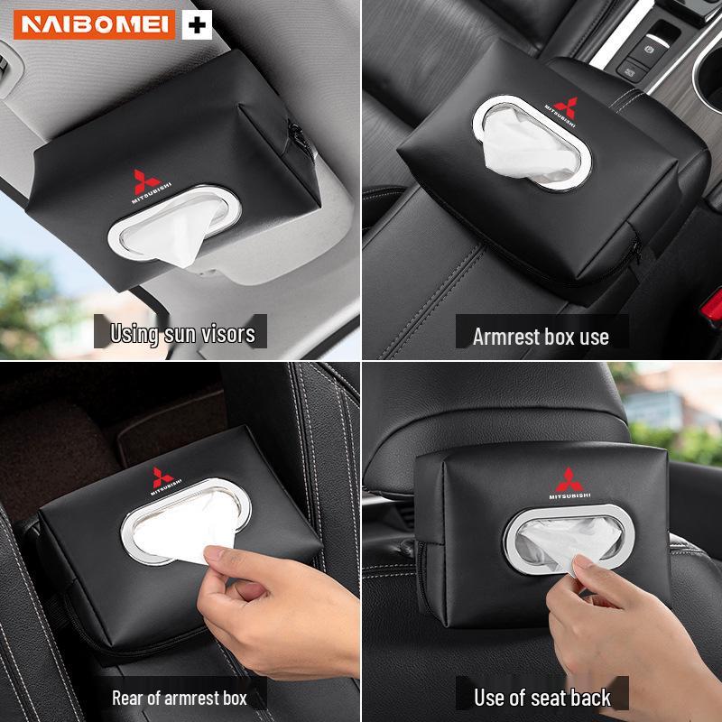 Mitsubishi Car Armrest/Seat Back Tissue Box: Compatible with Lancer EX, ASX, Outlander, Lancer, Pajero.