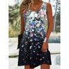 Robe d'été sans manches à imprimé floral, robe de mode à col rond, ample, décontractée, simple, florale, élégante, trapèze, courte, pour soirée, vêtements de femme douce