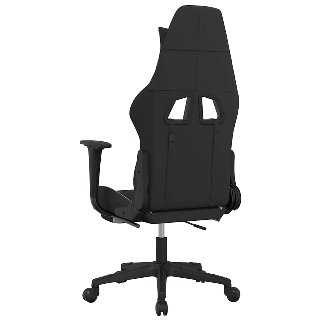 Gaming Chair with Massage Function and Footrest Black and White Fabric
