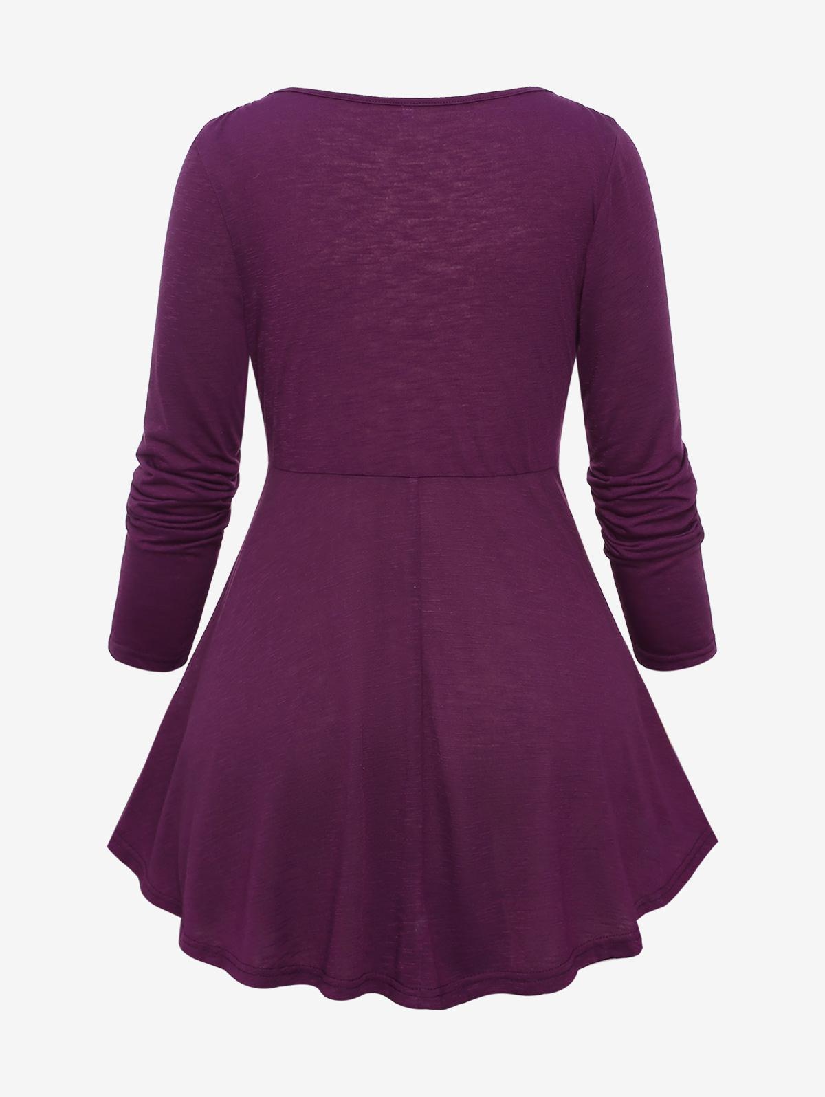 Футболка Rosegal Plus Size с цепочкой и складками в виде салата 5XL фиолетовый/глубокий — фото 2