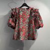 ZANZEA Women Summer Floral Print Casual Round Neck Short Sleeve Blouse