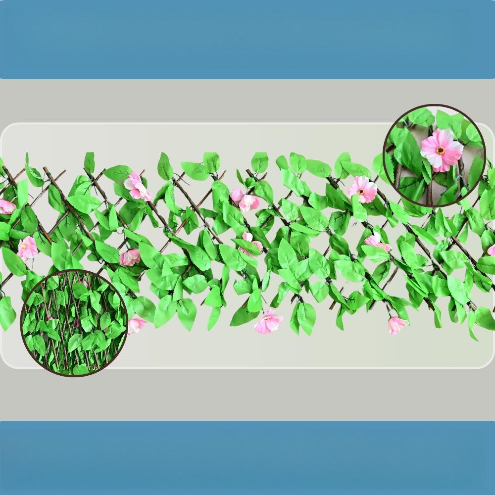 

1 шт. Имитация зеленых растений, цветов, зеленых листьев, забор, садовое украшение, пластиковый телескопический забор