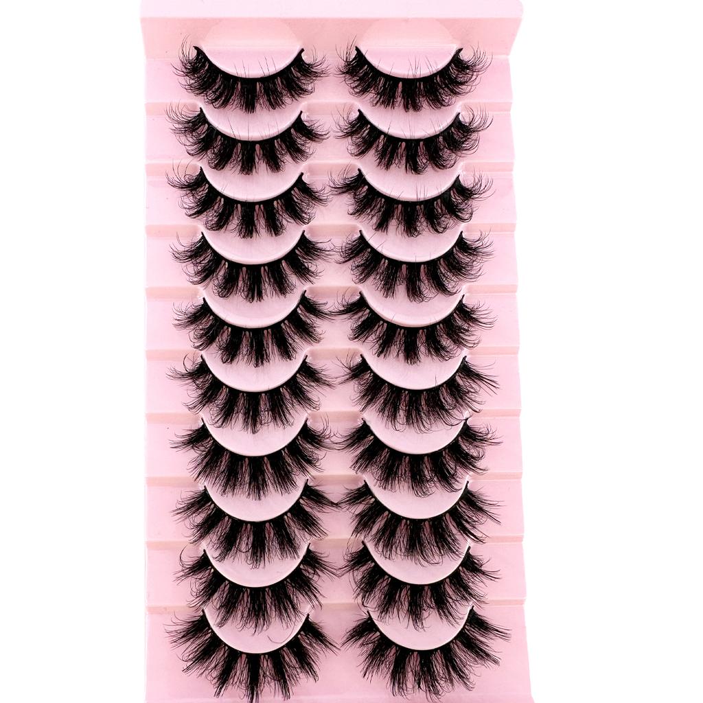 New 10 Pairs Of Natural Full False Eyelashes,Thick Curling Fluffy Eyelashes For Party Use Manga Eyelashes, Travel Essentials