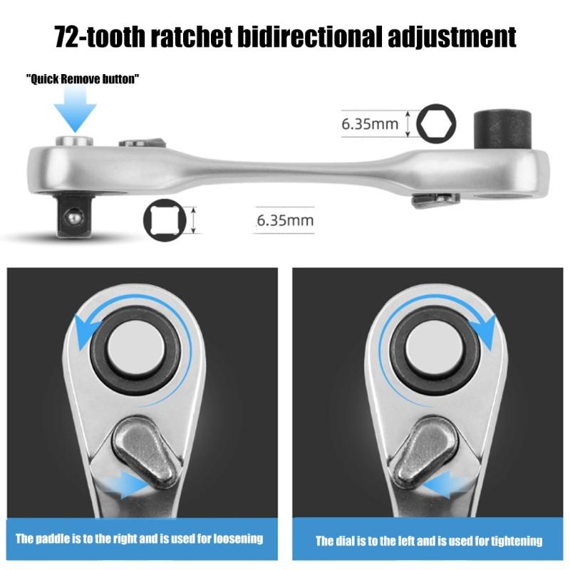 High Strength Ratcheting Wrench Set Double Head Two Direction 72 Tooth Rust Resistant Suitable for Automotive Home Use