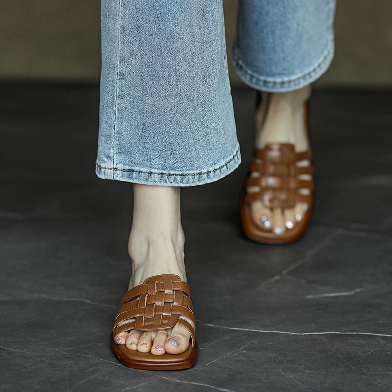 

Отлично носить 2025 летние шлепанцы на плоской подошве, женская мода, шлепки с перемычкой, универсальные ретро-сандалии 40 светло-коричневого