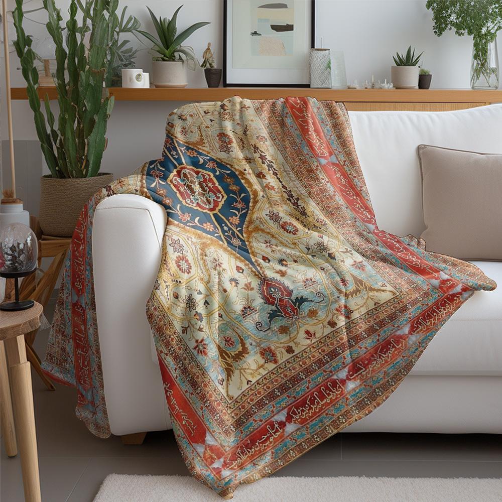 Retro Bohemian Style Pattern Flannel Printed Blanket Suitable For All Seasons Suitable For Living Room Office Sofa And Travel