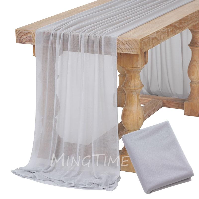 Caminho de Mesa Macio Rosa Blush Poeira Gaze Rústico Boho Natural Casamento Festa Chá de Bebê Jantar Ornamento Decoração