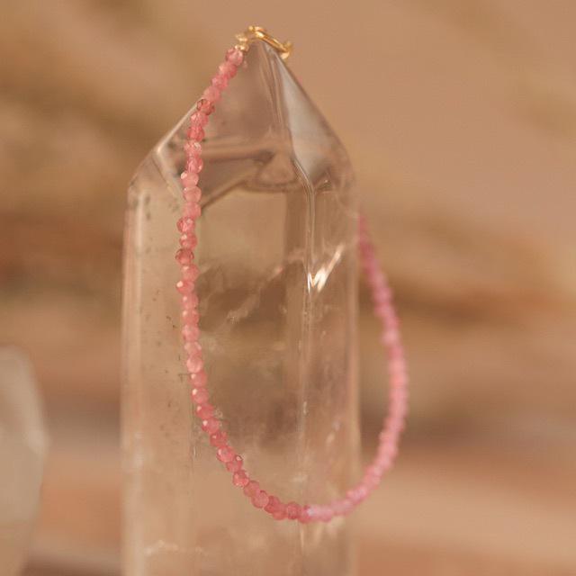 Exquisite Handmade Pink Tourmaline Bracelet for Women - Natural Beaded Crystal Jewelry