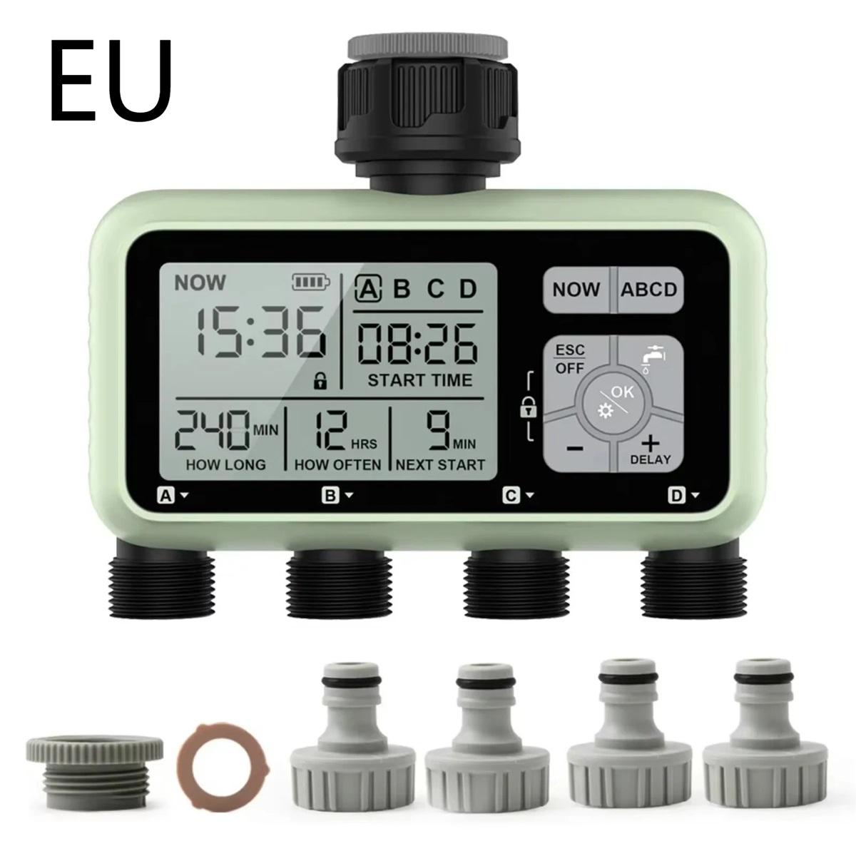 Digital Garden Watering Timer 4 Outlets Independent Control Automatic Sprinkler Irrigation System