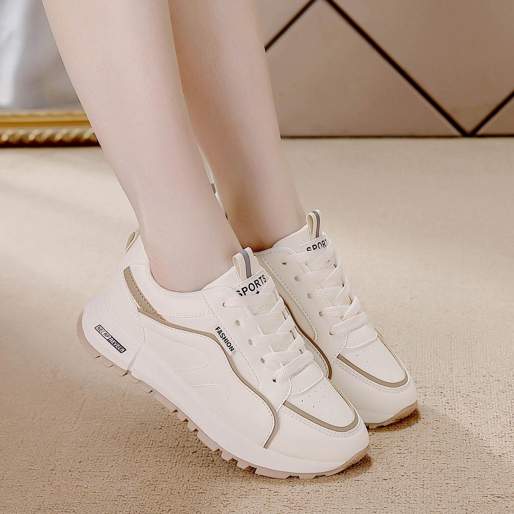 2025 spring new women's little white shoes leather surface light and versatile running sports and leisure women's shoes flat-soled small leather shoes