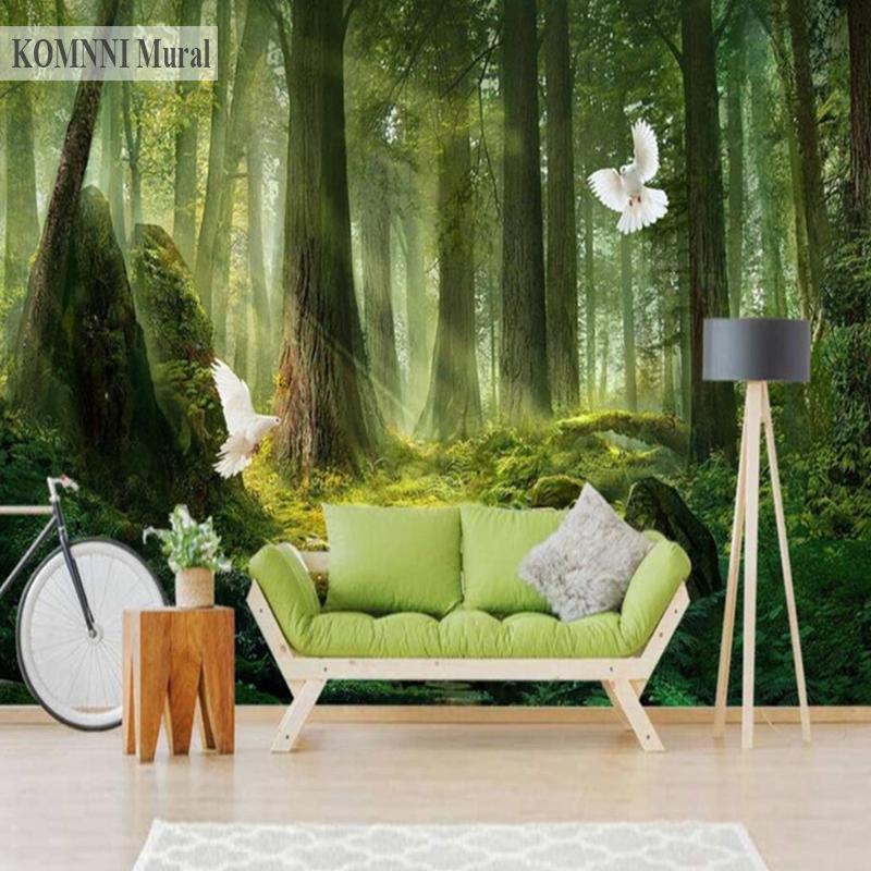 Lesní nástěnná malba Přírodní scenérie Tapeta Domácí dekorace Nástěnná malba Pohovka Tv Jídelní Stůl Studovna Tapeta na pozadí Obývacího pokoje