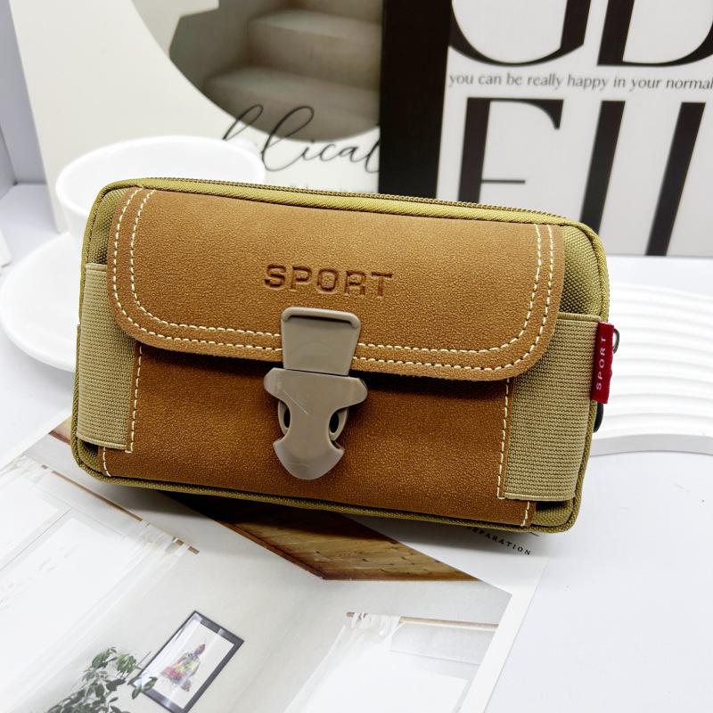 Men's Outdoor Leather Waist Bag: Mobile Phone Protective Case with Belt Loop and Coin Purse, Three-Layer Design.