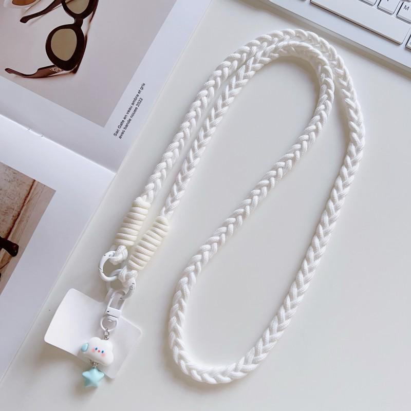 Woven Fashion Cartoon Pendant Mobile Phone Lanyard with Clip - Sturdy Anti-Lost Crossbody Chain