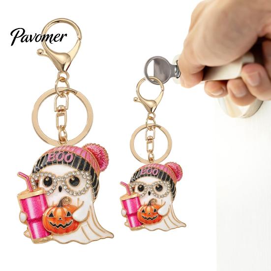 Halloween Bag Charm Cartoon Ghost Keychain for Backpack, Holding Milk Festive Party Favor Tea Pumpkin Keyring, Handbags Backpack Accessories