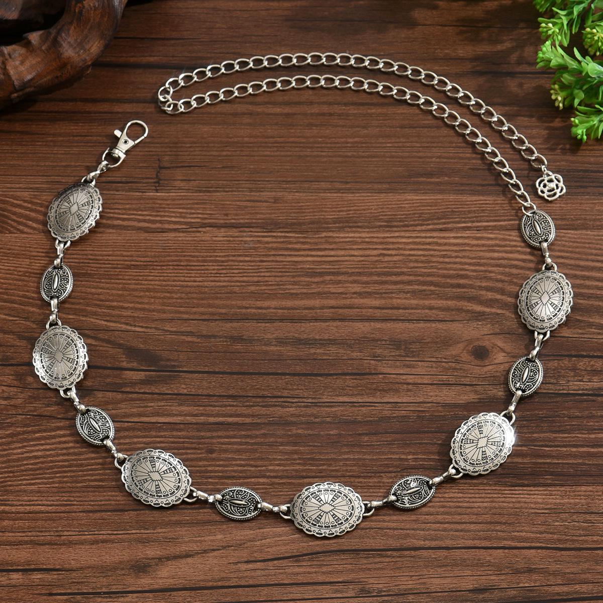 

Retro Floral Carved Waist Chain - Ethnic Style, High-End Exaggerated Design, Trendy European & American Fashion Accessory