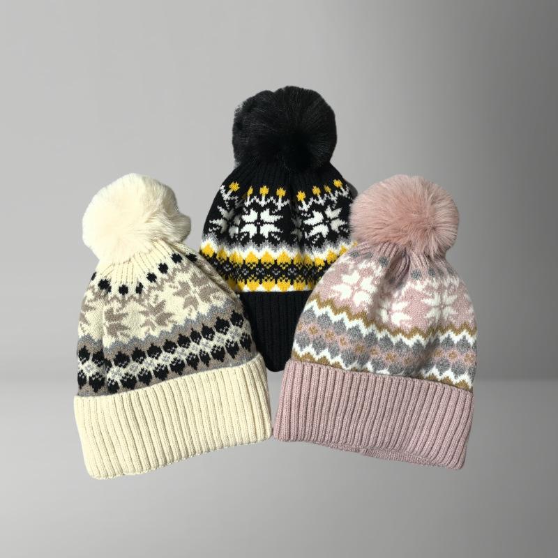 Winter Cashmere Woolen Hat for Women Fashionable and Versatile Warm and Cold Proof Wool Ball Knitted Hat Plus Velvet Thickened Cold Hat