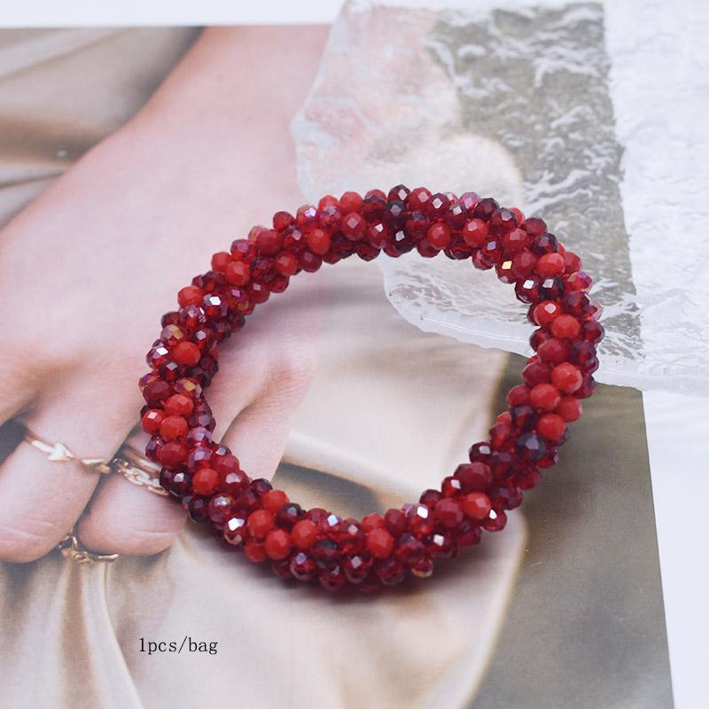 Trendy Bead Bracelet Elastic Handmade Strand Bracelets for Women Gift New Hair Accessory Glass Beads Bracelet