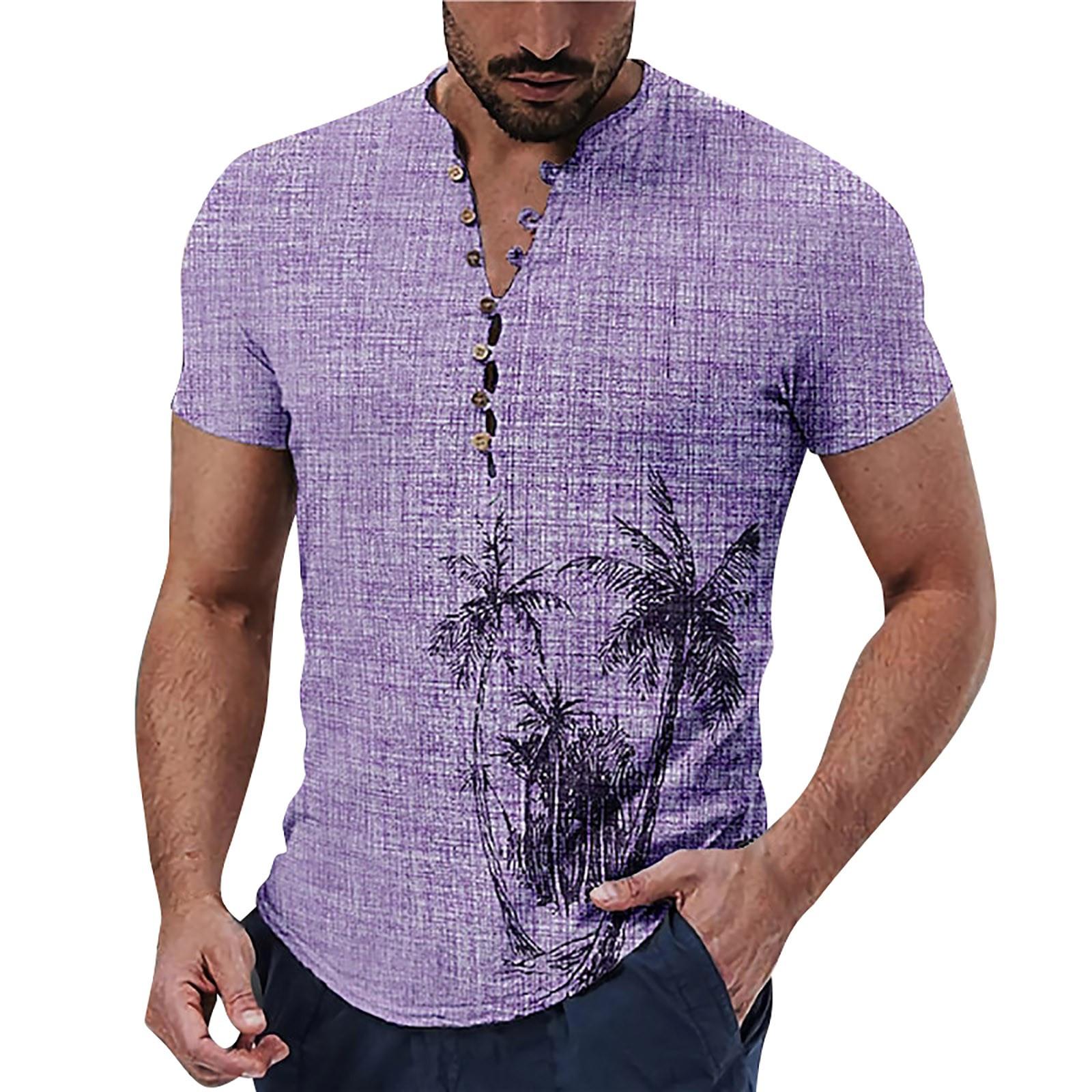 

Чоловіча сорочка Квіткові графічні принти Комір-стійка Для вулиці Одяг з принтом з короткими рукавами Одяг Мода Вуличний одяг Повсякденний XXXL фіолетовий