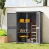 Garden Cabinet 0.83 M² 127x65x168 Cm With 2 Shutter Doors 2 Shelves 2 Handles And Waterproof Roof Gray