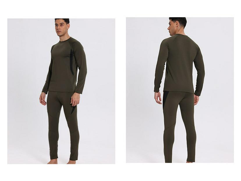 Men's Plus Velvet Thermal Underwear Set: Breathable, Sweat-Wicking, Quick-Drying Base Layer for Cycling, Skiing, Mountaineering.