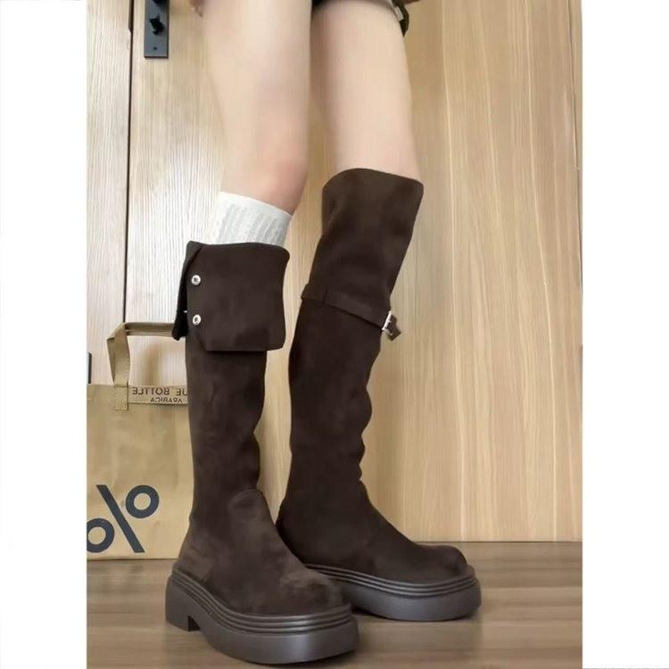 

Trendy brand niche design sense retro French thick heel boots 2025 spring and autumn new small square head western boots women s boots 40 темно-коричневого