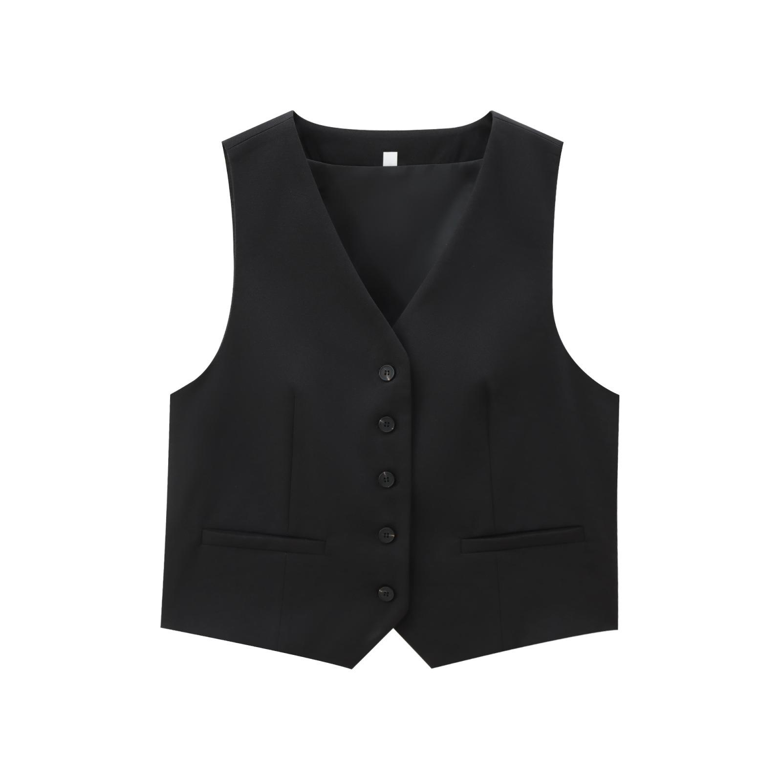 

Женский костюм в европейском и американском стиле: облегающий жилет + широкие брюки Extra Small