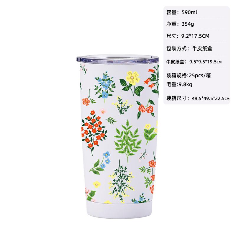 Large-Capacity Thermos Cup Portable Outdoor Sports Water Cup Printed Water Cup Handle Portable Sports Kettle Set